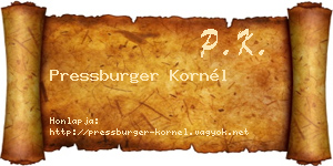 Pressburger Kornél névjegykártya